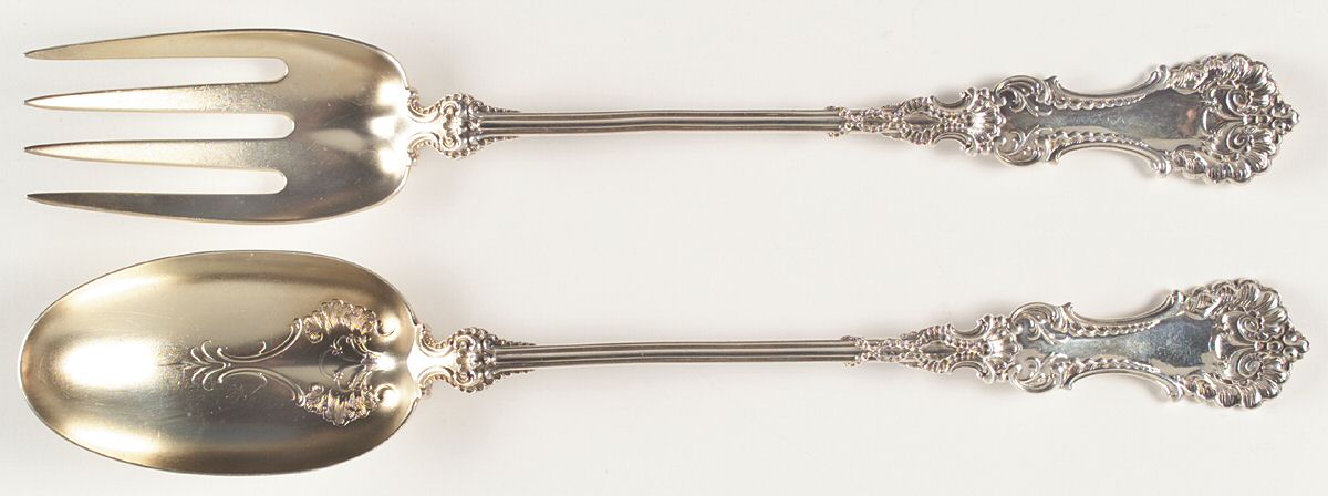 Pompadour (Sterling, 1895-1898) Solid Oversized Serving Salad Set by Whiting Manf Co-1