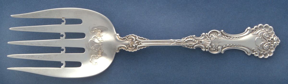 Pompadour (Sterling, 1895-1898) Small Solid Fish Serving Fork by Whiting Manf Co-1