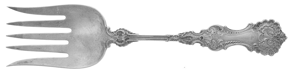 Pompadour (Sterling, 1895-1898) Large Solid Tined Sardine Serving Fork by Whiting Manf Co-1