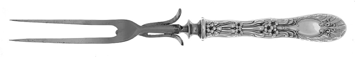 Radiant (Sterling, 1895) Large Stainless-Prong Roast Carving Fork by Whiting Manf Co-1