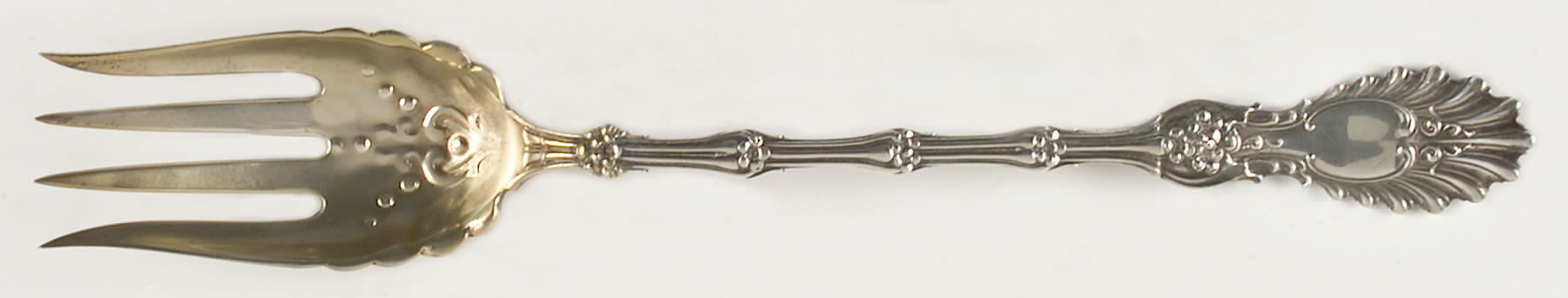 Radiant (Sterling, 1895) Oversize Solid Salad Servng Fork by Whiting Manf Co-1