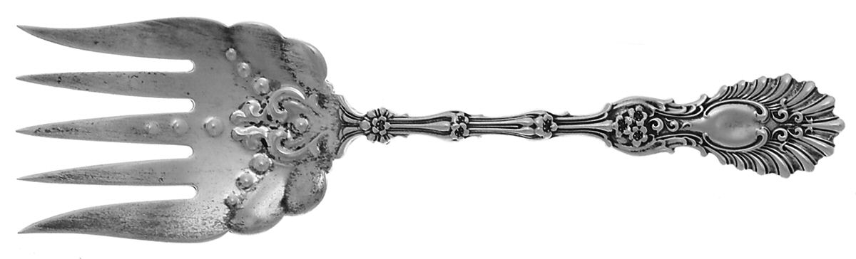 Radiant (Sterling, 1895) Large Solid Tined Sardine Serving Fork by Whiting Manf Co-1