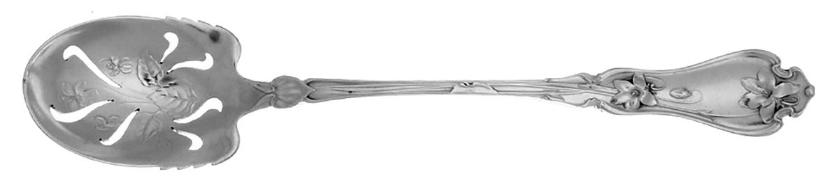 Violet (Sterling, 1905) Pierced Bowl Short Handle Olive Spoon by Whiting Manf Co-1