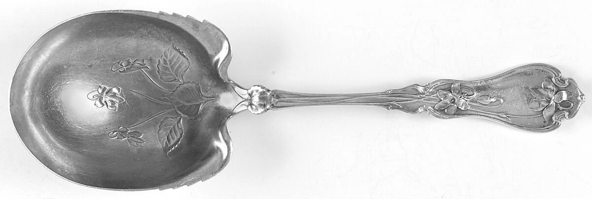 Violet (Sterling, 1905) Small Brtcut Berry/Casserole Spoon by Whiting Manf Co-1