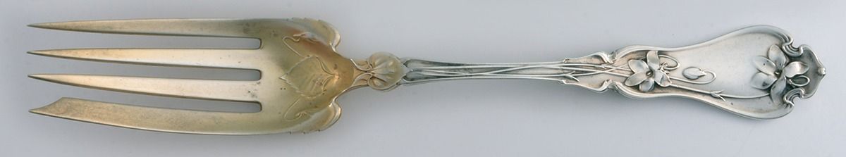 Violet (Sterling, 1905) Large Solid Cold Meat Serving Fork by Whiting Manf Co-1