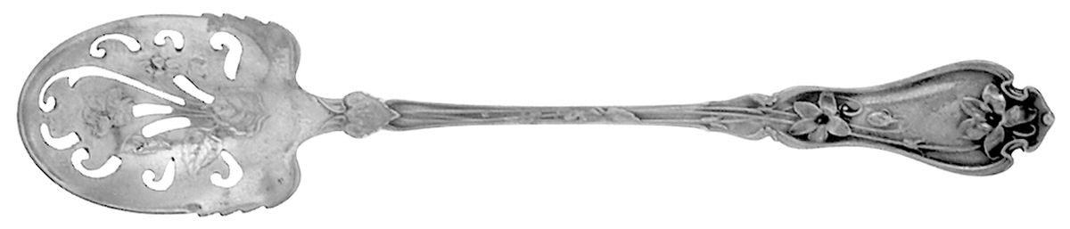 Violet (Sterling, 1905) Pierced Bowl Short Handle Olive Spoon by Whiting Manf Co-1