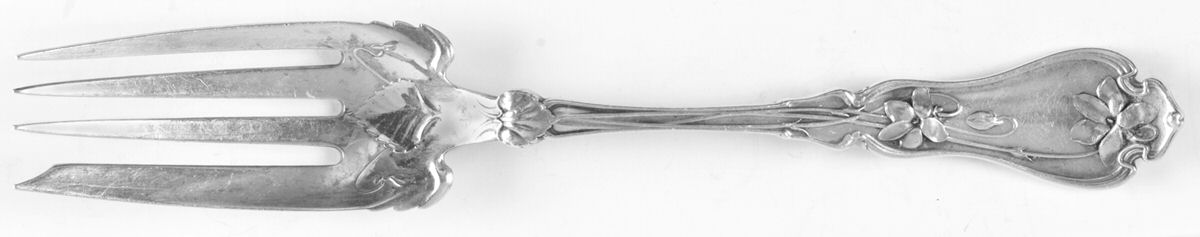 Violet (Sterling, 1905) Medium Solid Cold Meat Serving Fork by Whiting Manf Co-1