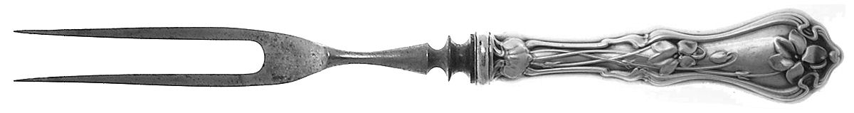 Violet (Sterling, 1905) Small Steak Carving Fork with Stainless Prongs by Whiting Manf Co-1