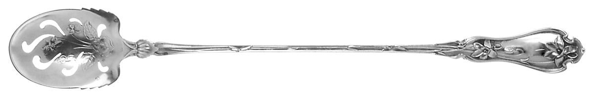 Violet (Sterling, 1905) Pierced Bowl Long Handle Olive Spoon by Whiting Manf Co-1