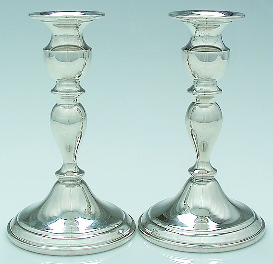 Pewter Hollowware Pair of 6" Candlesticks by Web Silver-1