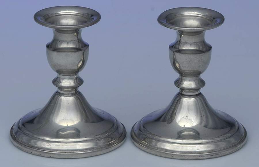 Pewter Hollowware Pair of 4" Console Candleholders by Web Silver-1