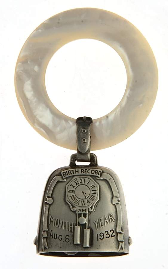 Sterling Hollowware Birth Record Teething Ring by Web Silver-1