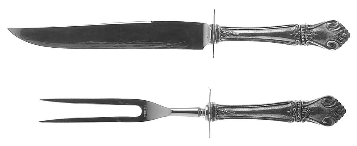 WEB3 (Sterling) 2 Piece Small Carving Set W/ Sterling Guard by Web Silver-1