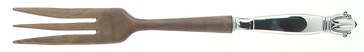 WEB5 (STERLING) Salad Serving Fork with Wooden Prongs by Web Silver-1