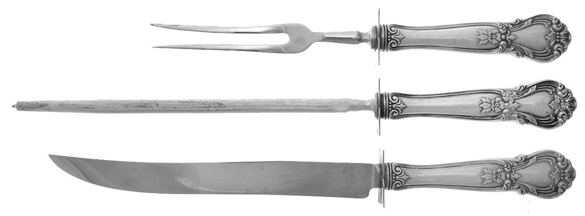 Ancestry (Sterling, 1940) (3 Pc)Carving Set-Lg Stnbl/Roast w/Sterling Guard by Weidlich Silver-1
