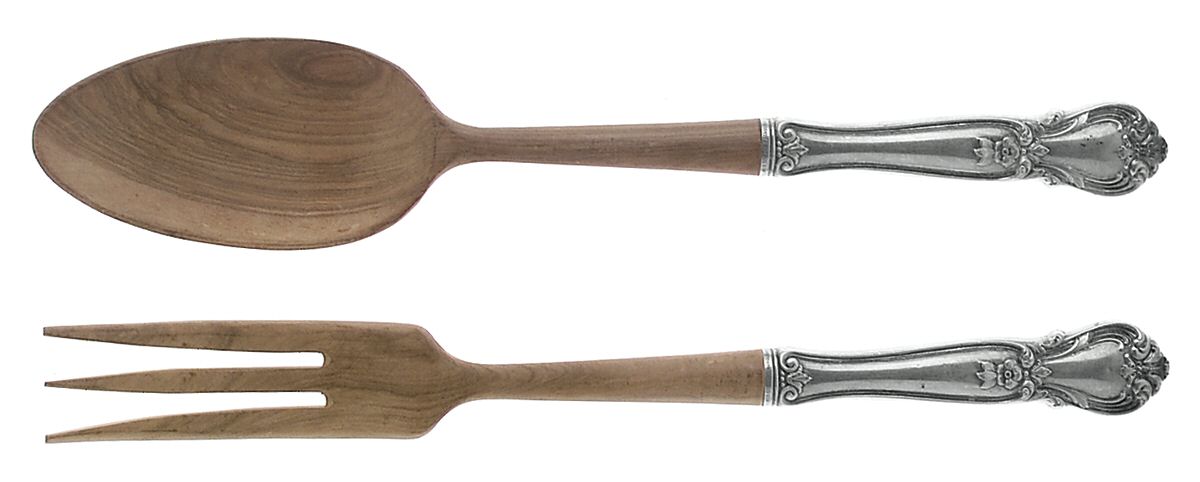 Ancestry (Sterling, 1940) Wooden Bowl 2-Piece Salad Set by Weidlich Silver-1