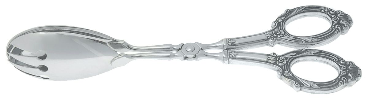 Ancestry (Sterling, 1940) Sterling Handle Salad Tongs, Silverplate Tongs by Weidlich Silver-1