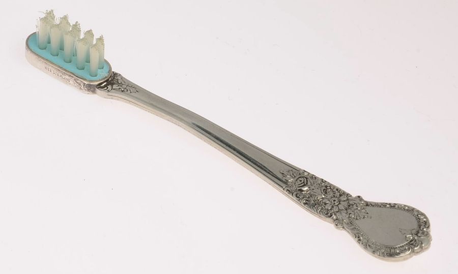 Ballet (Sterling, 1935) Baby Toothbrush with Pewter Handle by Weidlich Silver-1