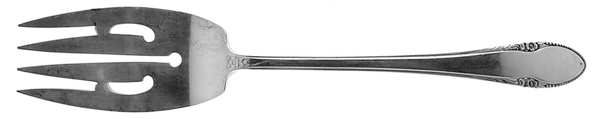 Colonial Bead (Sterling, 1930) Small Solid Cold Meat Serving Fork by Weidlich Silver-1