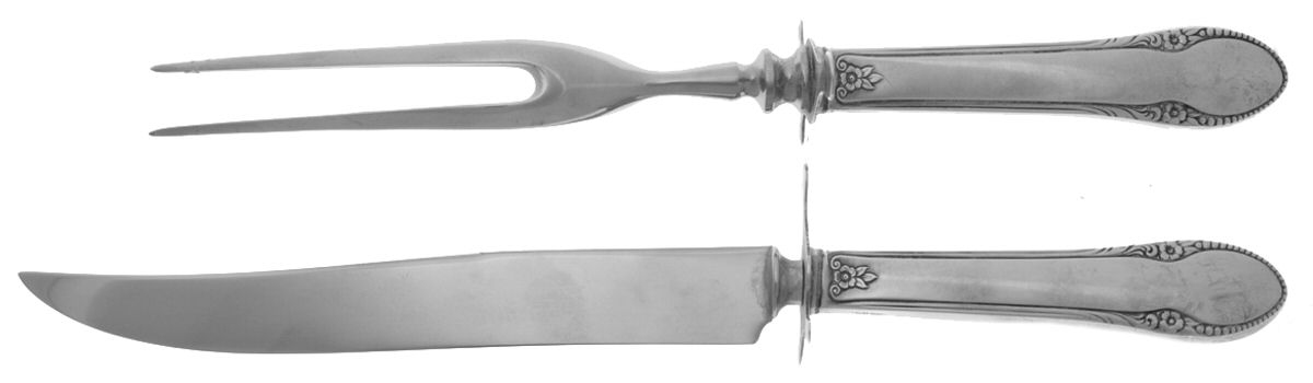 Colonial Bead (Sterling, 1930) 2 Piece Small Carving Set W/ Sterling Guard by Weidlich Silver-1