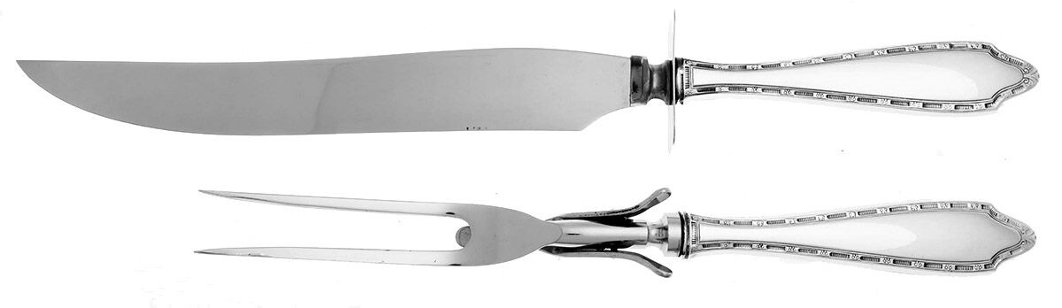 Devon (Sterling, 1925) Large 2-Piece Roast Carving Set w/Stainless Blade by Weidlich Silver-1