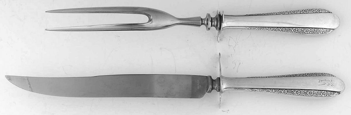 Devotion (Sterling, 1938) 2 Piece Small Carving Set W/ Sterling Guard by Weidlich Silver-1
