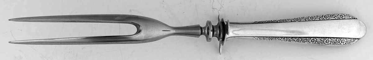 Devotion (Sterling, 1938) Small Carving Fork W/Sterling Guard by Weidlich Silver-1