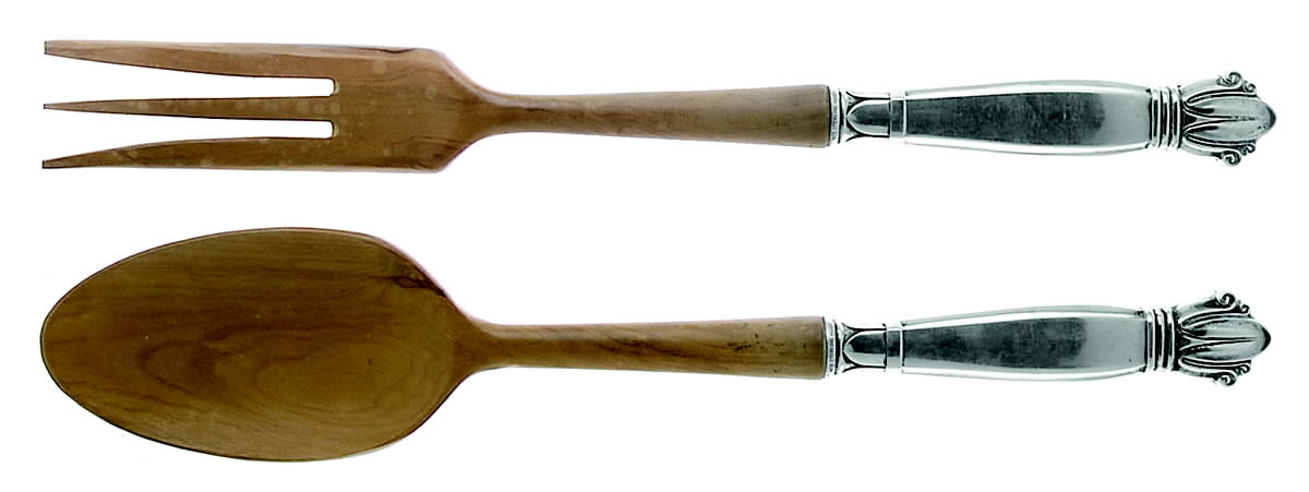 Jenny Lind (Sterling) Wooden Bowl 2-Piece Salad Set by Weidlich Silver-1