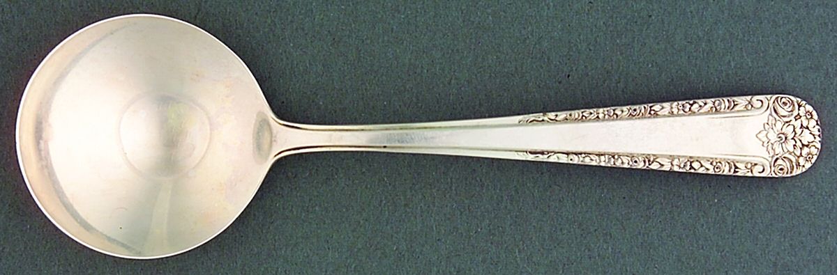 Tea Rose (Sterling, 1940) Round Bowl Soup Spoon (Bouillon) by Weidlich Silver-1