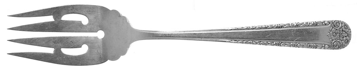 Tea Rose (Sterling, 1940) Small Solid Cold Meat Serving Fork by Weidlich Silver-1