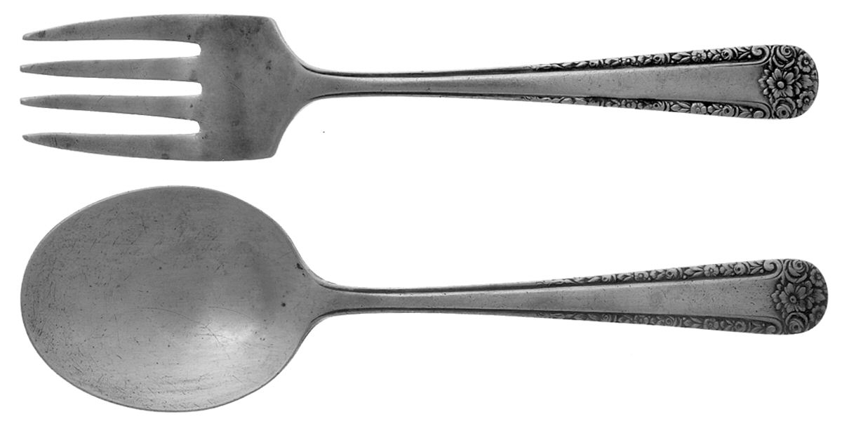 Tea Rose (Sterling, 1940) 2 Pc Baby Set (BF, BS) by Weidlich Silver-1