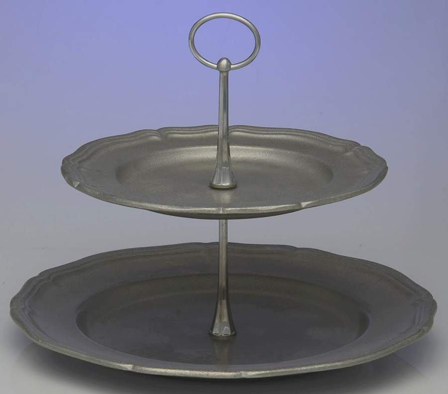 Country French (Armetale, Hollowware, Satin) Pewter 2-Tier Round Serving Tray by Wilton Armetale-1