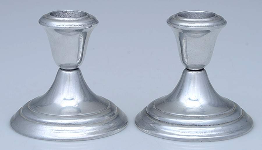 Armetale Hollowware (Non-Silver) Pair of 3" Console Candleholders by Wilton Armetale-1
