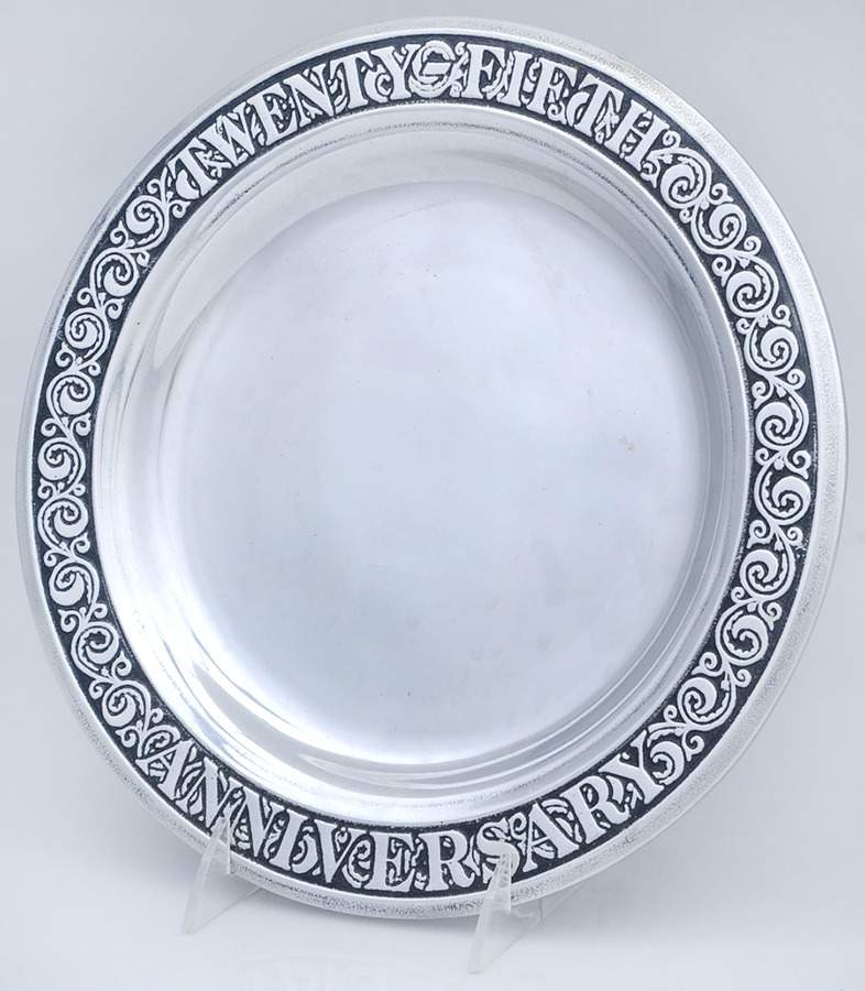 Armetale Hollowware (Non-Silver) 10" 25th Anniversary Round Tray by Wilton Armetale-1