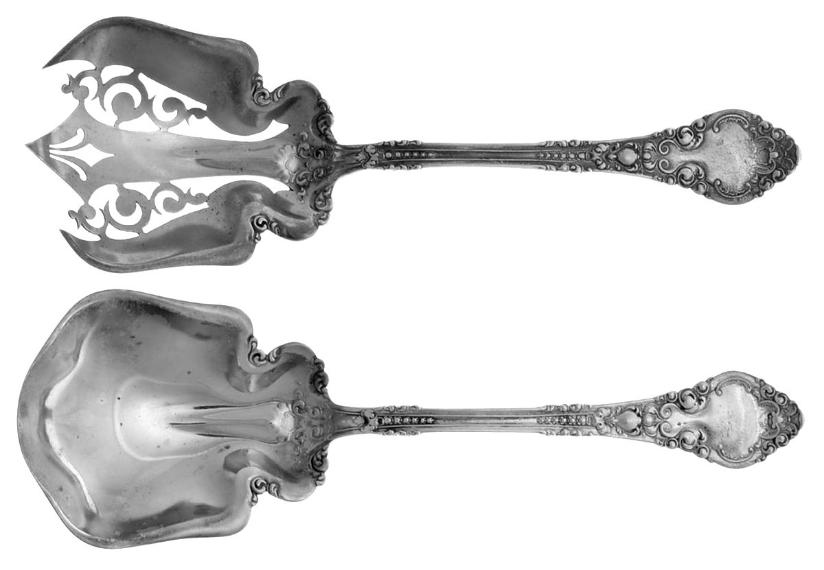 Athenia (Sterling, 1890) Medium 2-Piece Salad Set, Solid Pieces by Wendell-1