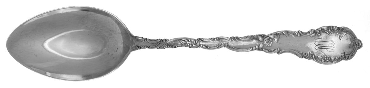 Junior Rococo (Sterling, 1896) Monogrammed Oval Dessert/Soup Spoon by Wendell-1