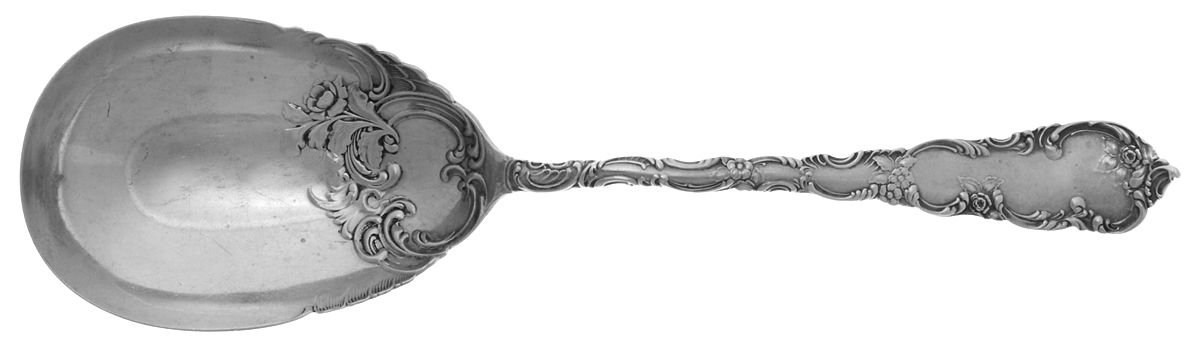 Junior Rococo (Sterling, 1896) Large Solid Berry/Casserole Spoon by Wendell-1