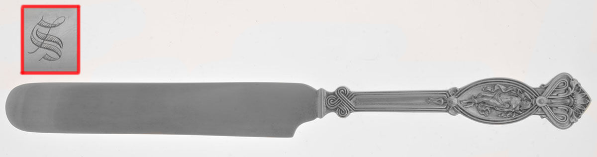 Apollo (Sterling, 1865) Solid Dessert/Tea Knife by John R Wendt-1