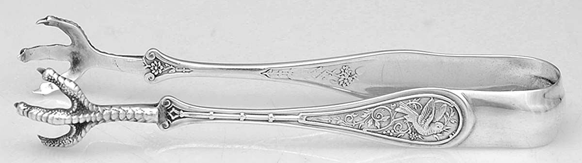 Bird (Sterling, 1865) Large Sugar Tongs by John R Wendt-1