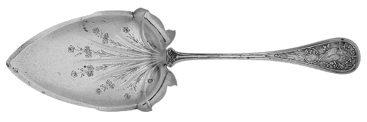 Bird (Sterling, 1865) Large Solid Bright Cut Pie Knife by John R Wendt-1