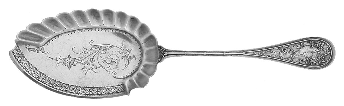 Bird (Sterling, 1865) Solid Bright Cut Ice Cream Slicer by John R Wendt-1
