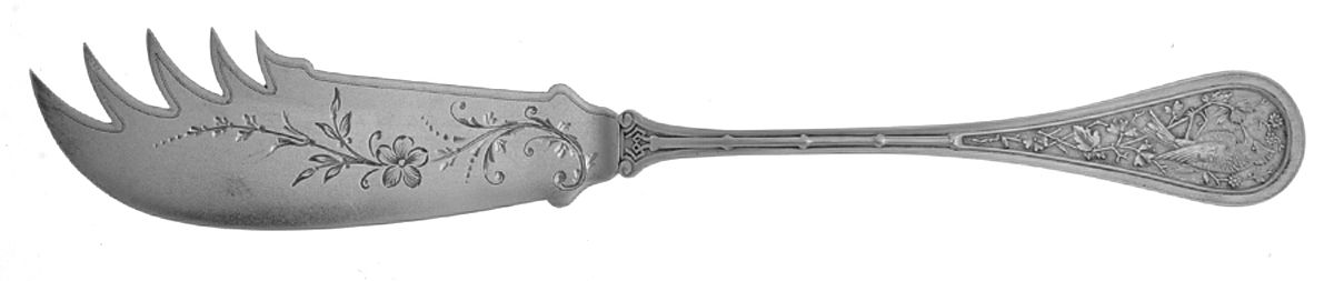 Bird (Sterling, 1865) Cheese Serving Knife Bright Cut by John R Wendt-1