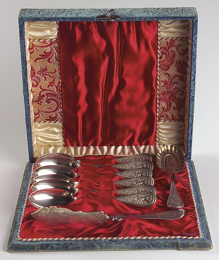 Bird (Sterling, 1865) 8 Piece Tea/Coffee Set with Box by John R Wendt-1