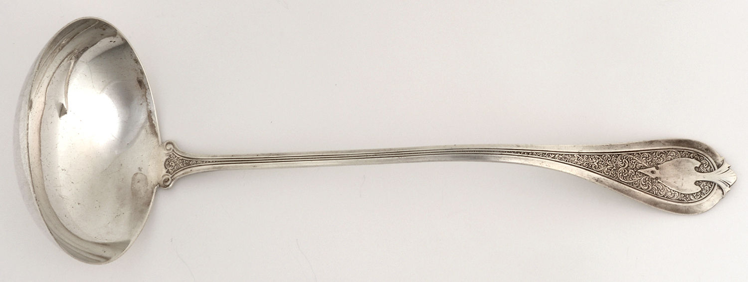 Florentine (Sterling, 1870, no monogram) Oyster Ladle Solid Piece by John R Wendt-1