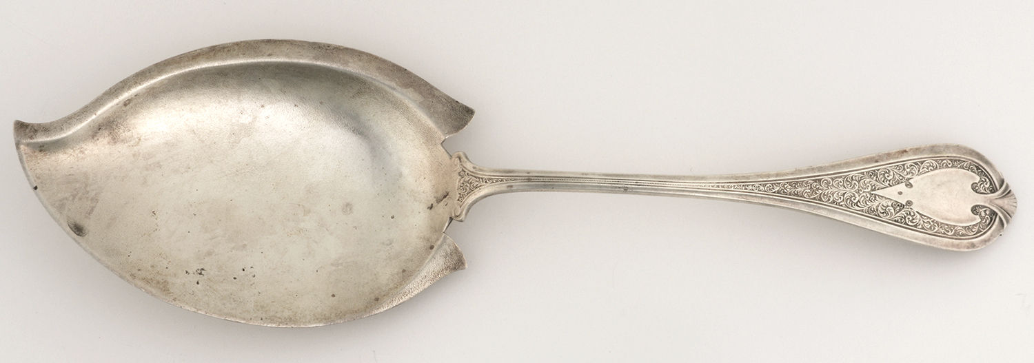 Florentine (Sterling, 1870, no monogram) Solid Ice Cream Slicer by John R Wendt-1