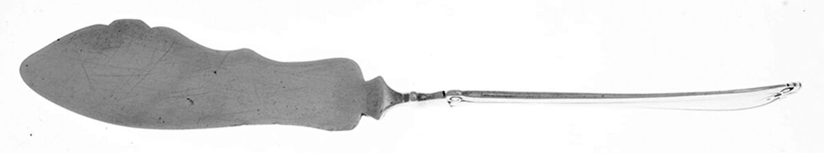 Florentine (Sterling, 1870, no monogram) Flat Twisted Handle Master Butter Knife by John R Wendt-1