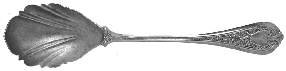 Florentine (Sterling, 1870, no monogram) Preserve Spoon by John R Wendt-1