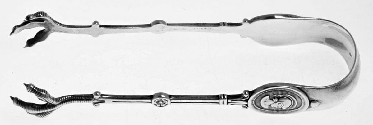 Medallion (Sterling, 1862) Large Ice Serving Tongs by John R Wendt-1