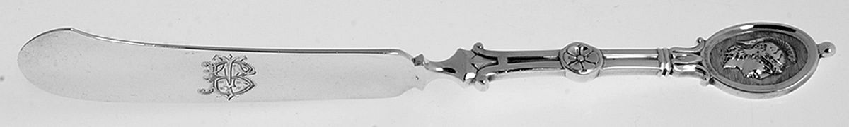 Medallion (Sterling, 1862) Monogramed Flat Handle Master Butter Knife by John R Wendt-1