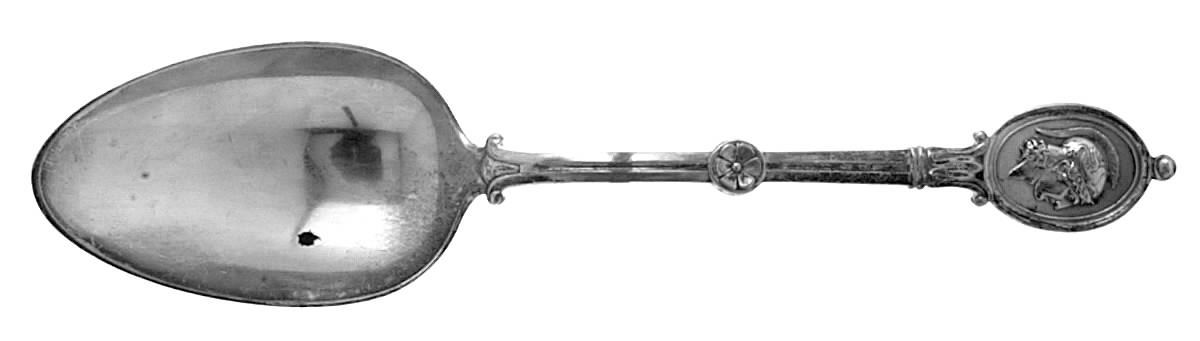 Medallion (Sterling, 1862) Monogram Tablespoon (Serving Spoon) by John R Wendt-1